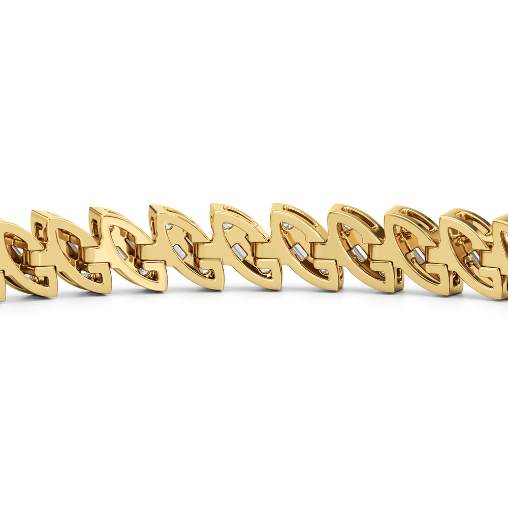 Marquise Tennis Bracelet with 3 Cut Diamond in 14KT Yellow Gold view 7
