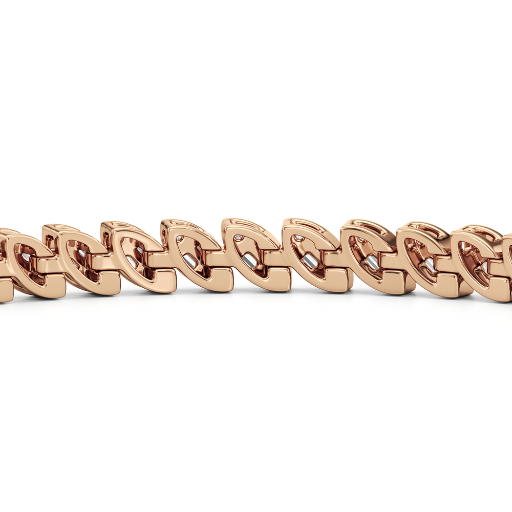 Marquise Tennis Bracelet with 2 Cut Diamond in 14KT Rose Gold view 7
