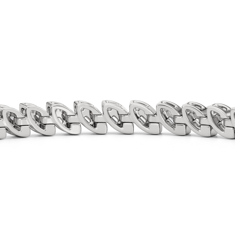 Marquise Tennis Bracelet with 2 Cut Diamond in 14KT White Gold view 7
