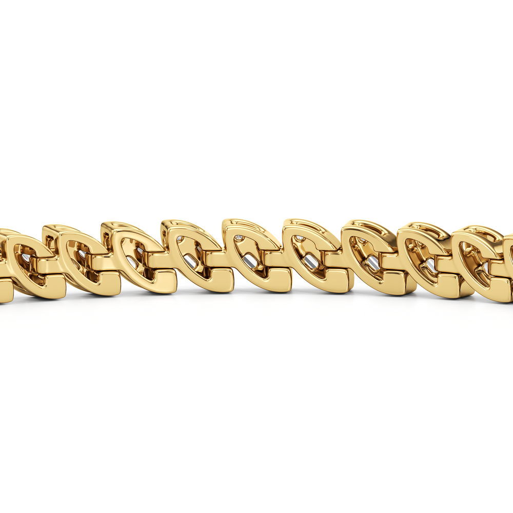 Marquise Tennis Bracelet with 2 Cut Diamond in 14KT Yellow Gold view 7
