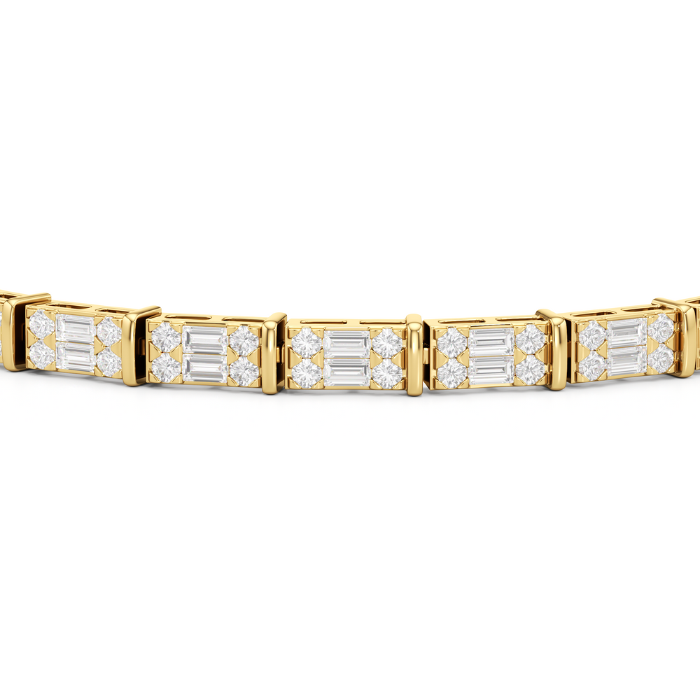 East West Tennis Bracelet with 3 Cut Diamond in 14KT Yellow Gold view 6
