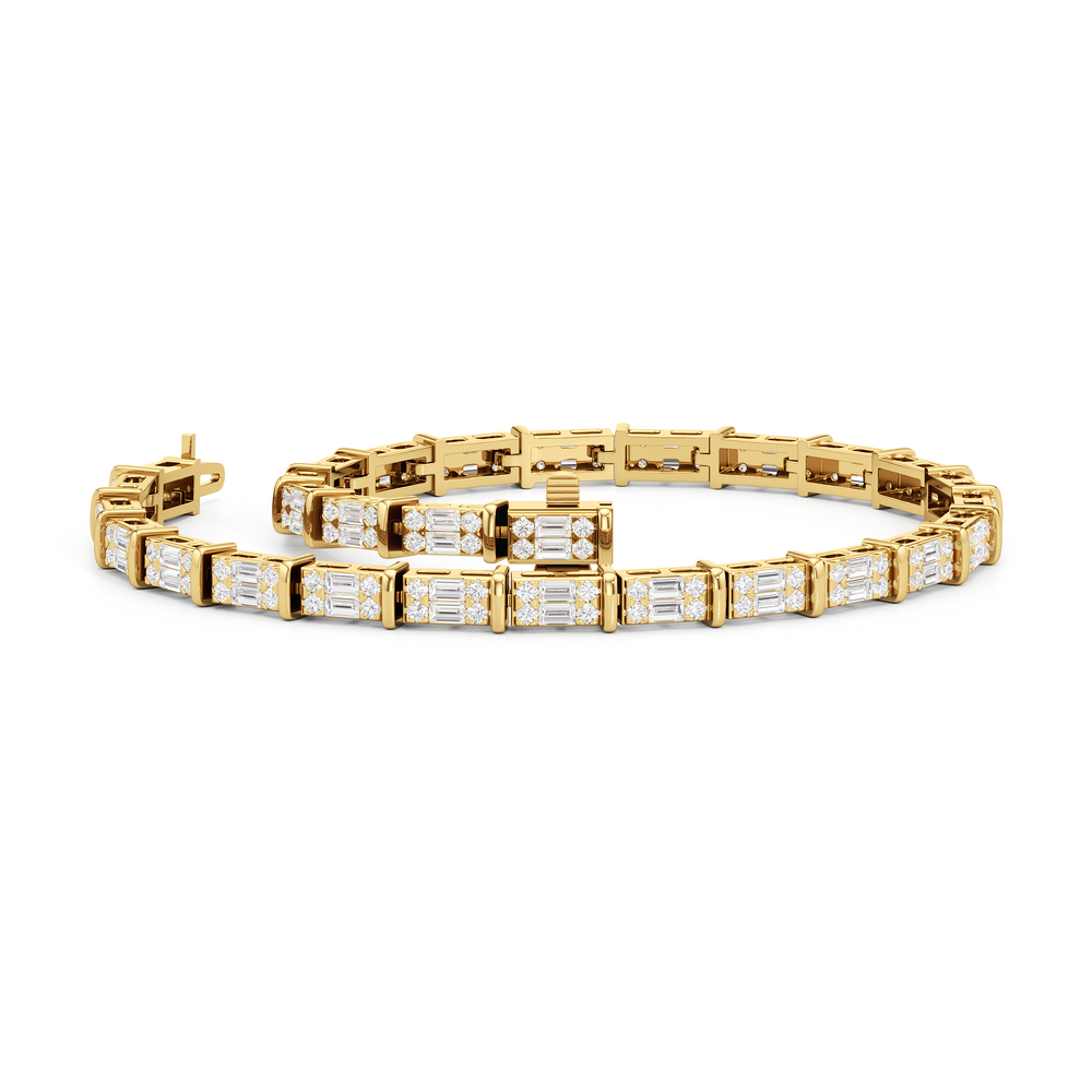East West Tennis Bracelet with 2 Cut Diamond in 14KT Yellow Gold view 3
