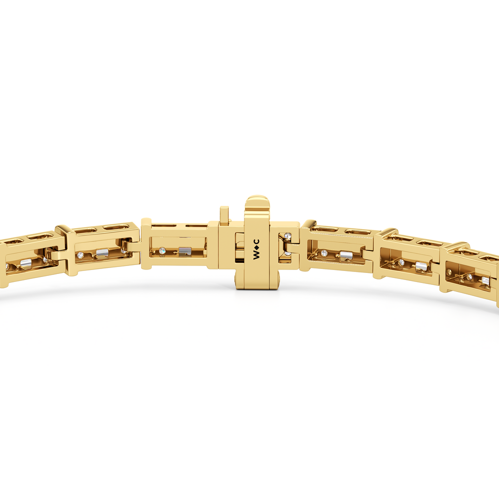 East West Tennis Bracelet with 2 Cut Diamond in 14KT Yellow Gold view 8
