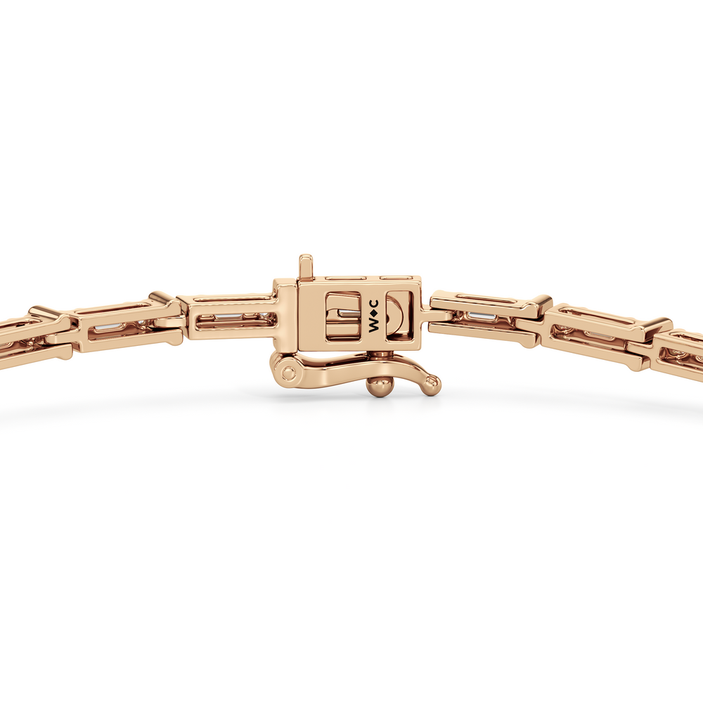 East West BaguetteTennis Bracelet with 1 Cut Diamond in 14KT Rose Gold view 8
