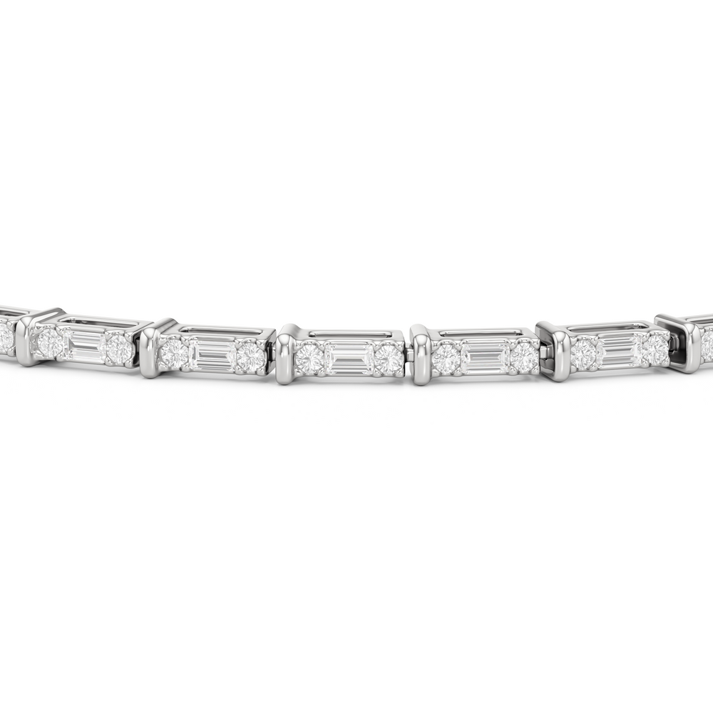 East West BaguetteTennis Bracelet with 1 Cut Diamond in 14KT White Gold view 6
