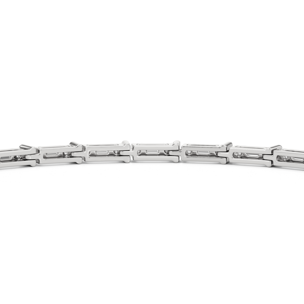 East West BaguetteTennis Bracelet with 1 Cut Diamond in 14KT White Gold view 7
