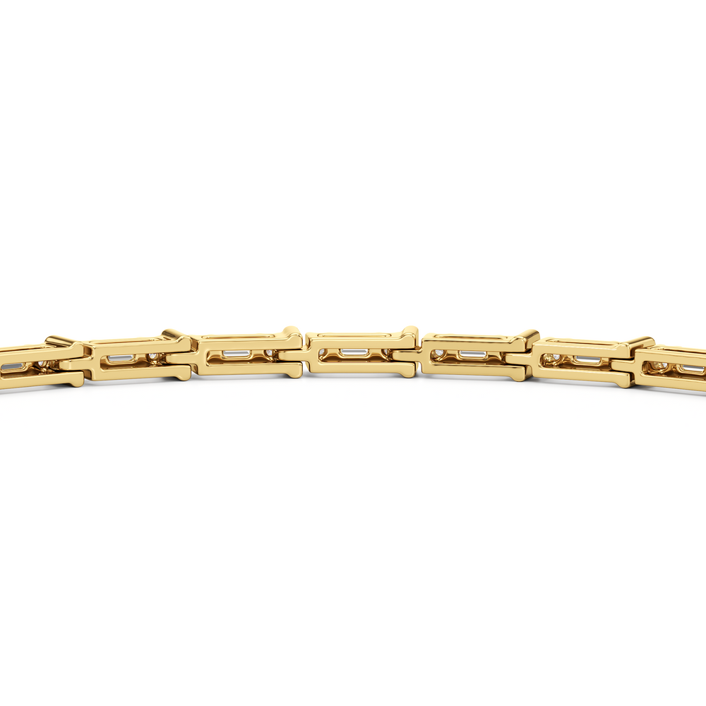 East West BaguetteTennis Bracelet with 1 Cut Diamond in 14KT Yellow Gold view 7

