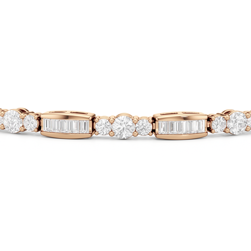Classic Mixed Tennis Bracelet with 3 Cut Diamond in 14KT Rose Gold view 6
