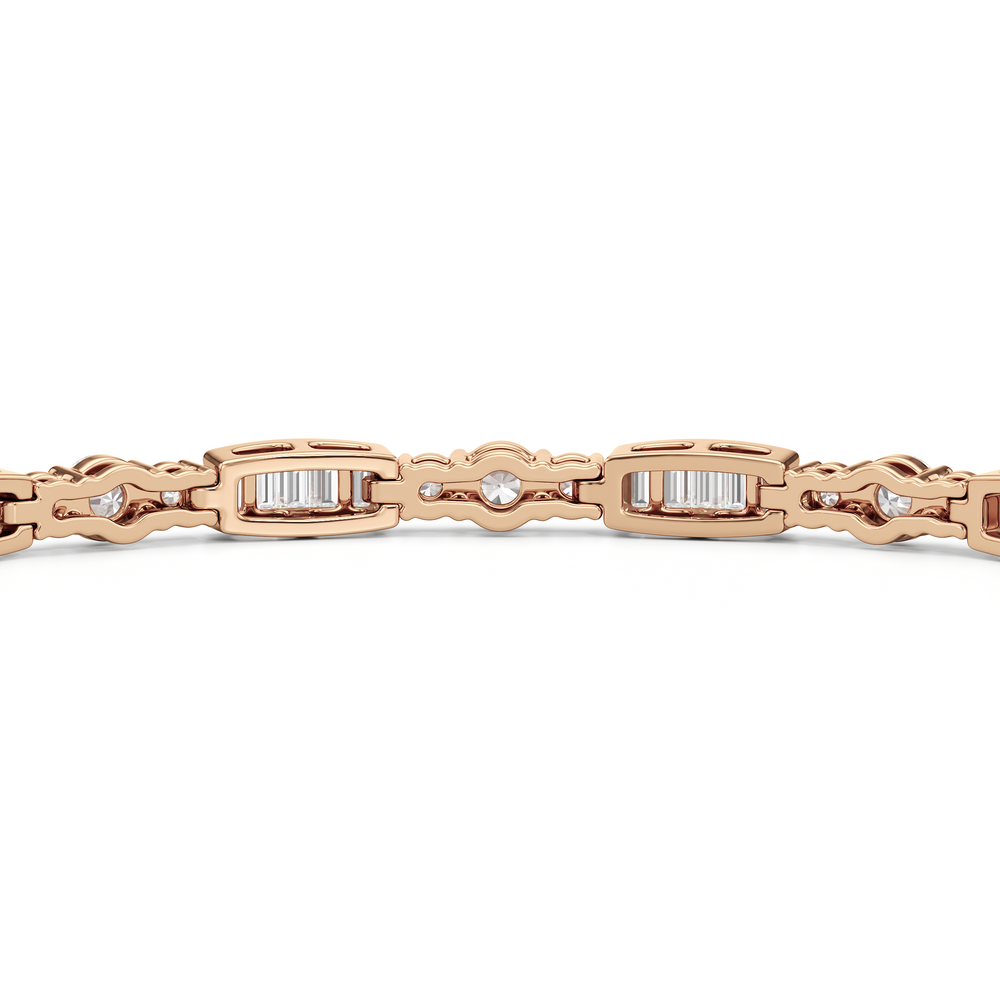 Classic Mixed Tennis Bracelet with 3 Cut Diamond in 14KT Rose Gold view 7
