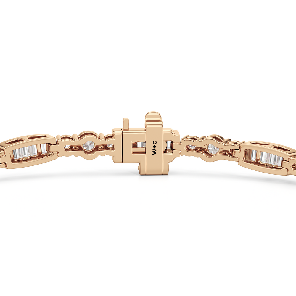Classic Mixed Tennis Bracelet with 3 Cut Diamond in 14KT Rose Gold view 8
