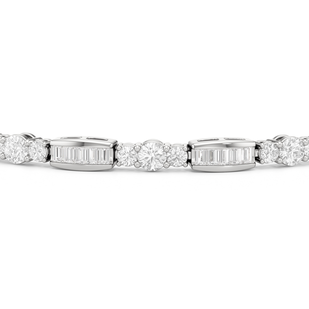 Classic Mixed Tennis Bracelet with 3 Cut Diamond in 14KT White Gold view 6
