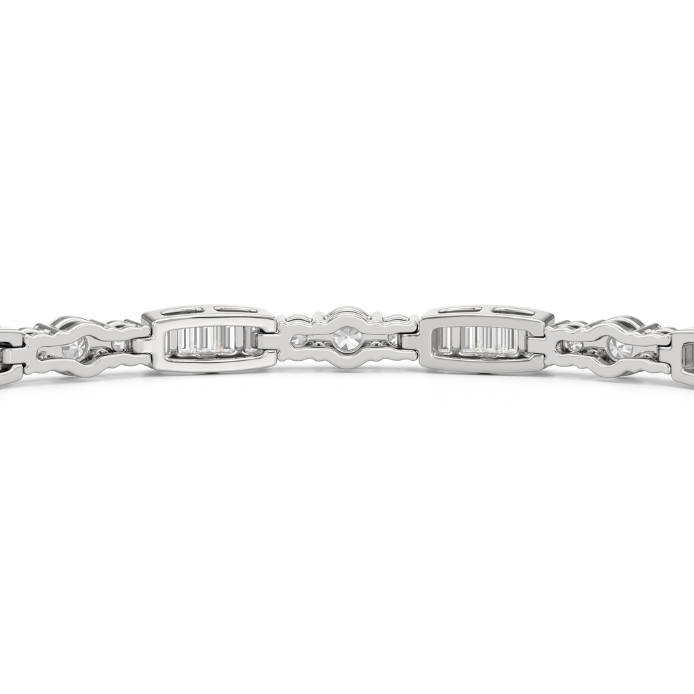 Classic Mixed Tennis Bracelet with 3 Cut Diamond in 14KT White Gold view 7
