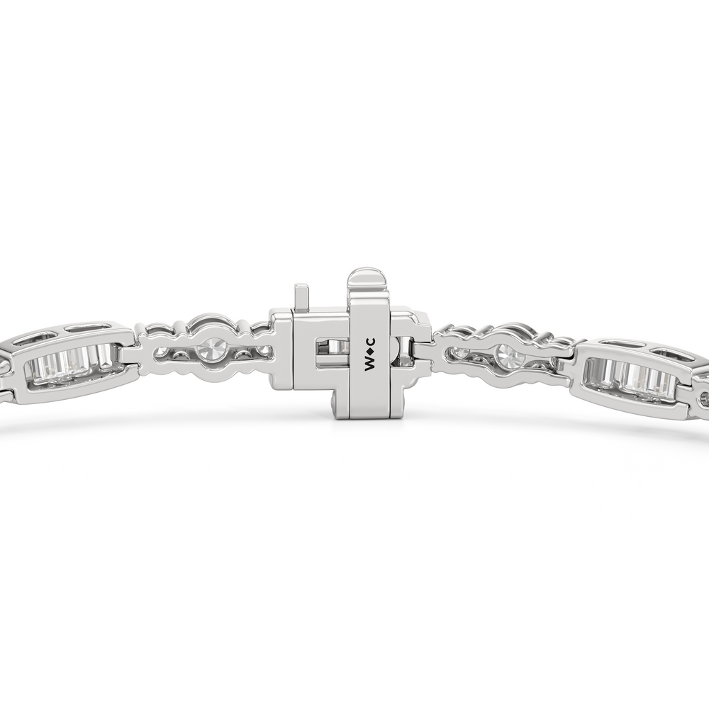 Classic Mixed Tennis Bracelet with 3 Cut Diamond in 14KT White Gold view 8
