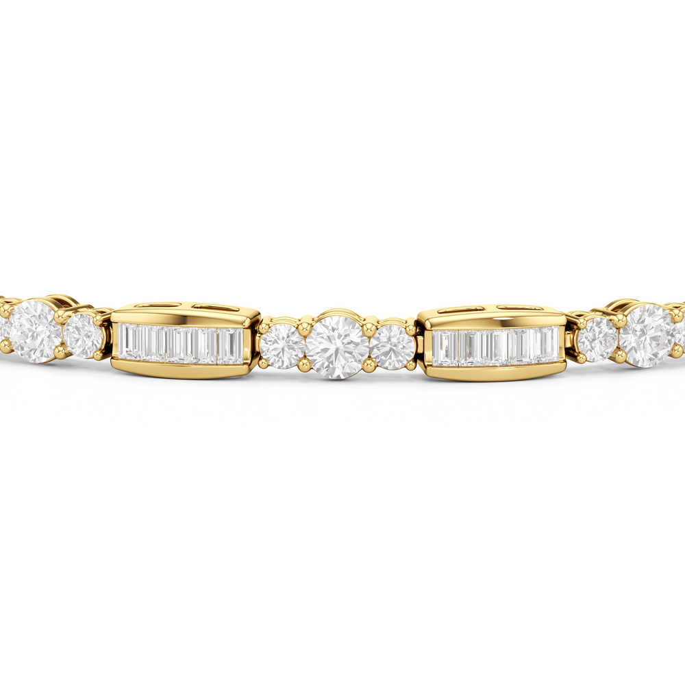 Classic Mixed Tennis Bracelet with 3 Cut Diamond in 14KT Yellow Gold view 6

