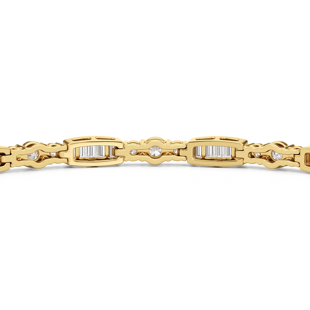 Classic Mixed Tennis Bracelet with 3 Cut Diamond in 14KT Yellow Gold view 7
