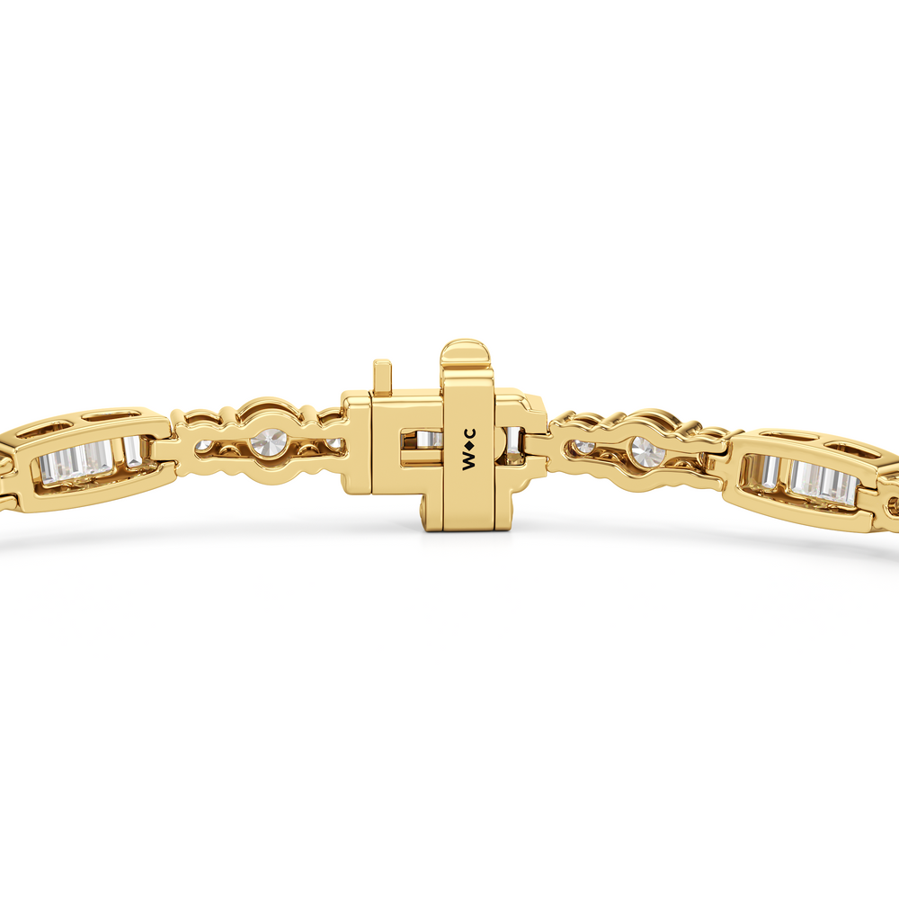 Classic Mixed Tennis Bracelet with 3 Cut Diamond in 14KT Yellow Gold view 8
