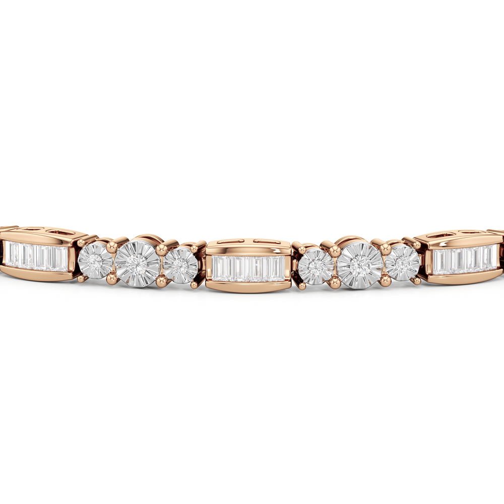Classic Mixed Tennis Bracelet with 1 Cut Diamond in 14KT Rose Gold view 6
