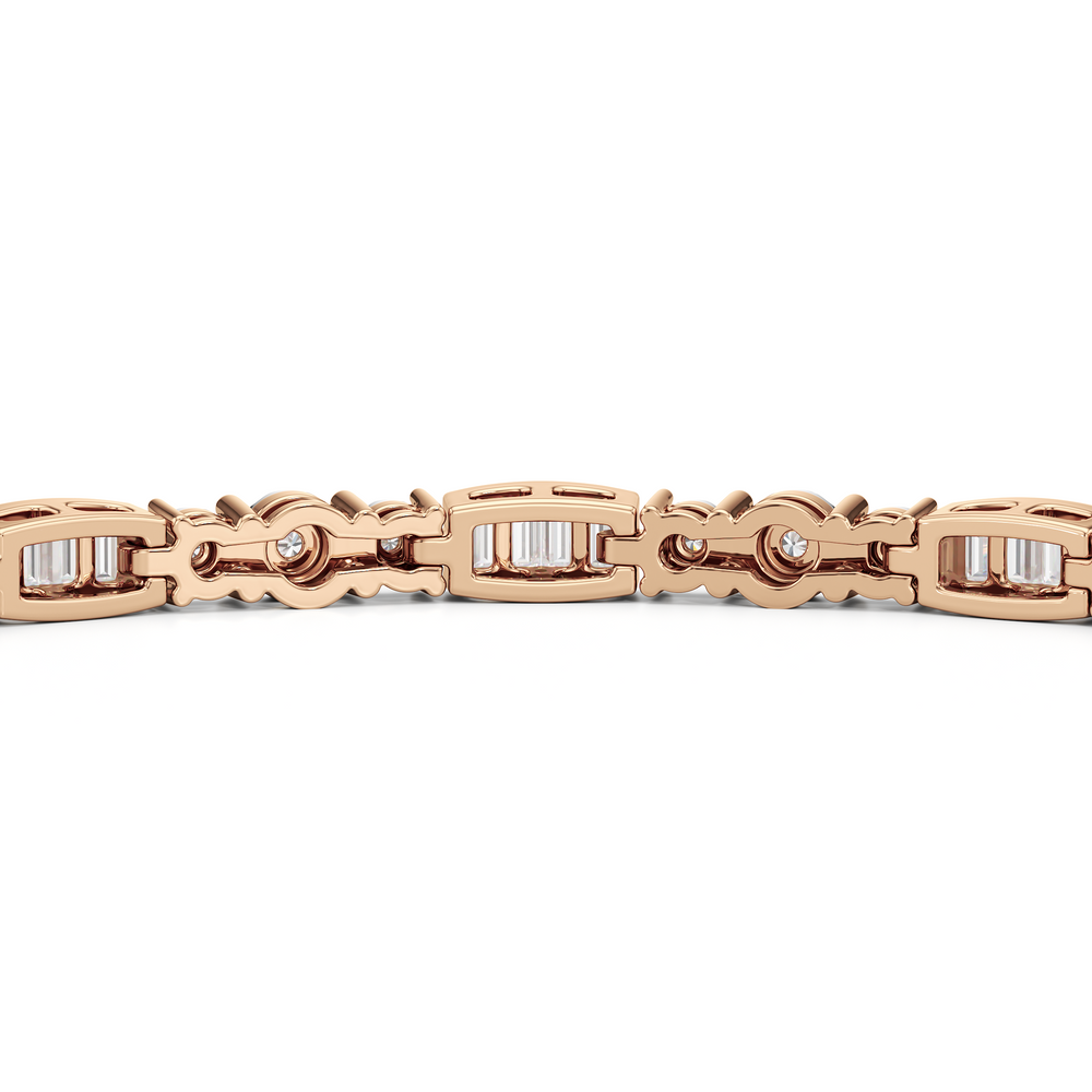 Classic Mixed Tennis Bracelet with 1 Cut Diamond in 14KT Rose Gold view 7
