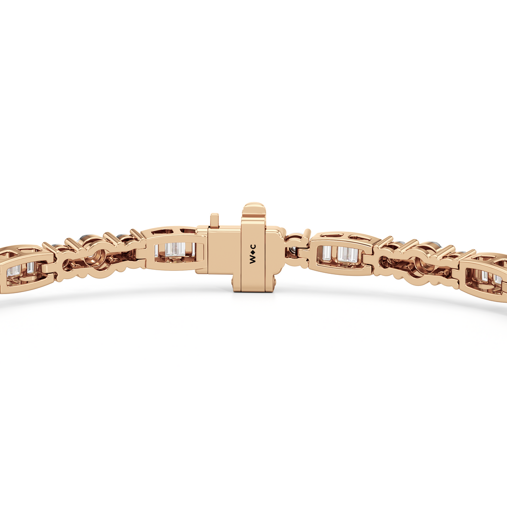 Classic Mixed Tennis Bracelet with 1 Cut Diamond in 14KT Rose Gold view 8
