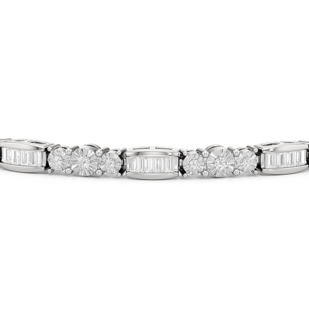 Classic Mixed Tennis Bracelet with 1 Cut Diamond in 14KT White Gold view 6
