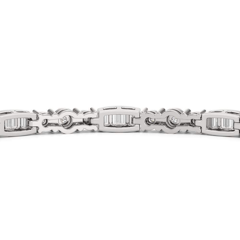 Classic Mixed Tennis Bracelet with 1 Cut Diamond in 14KT White Gold view 7
