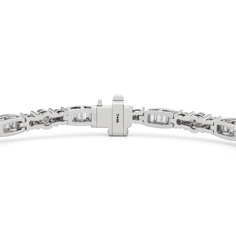 Classic Mixed Tennis Bracelet with 1 Cut Diamond in 14KT White Gold view 8

