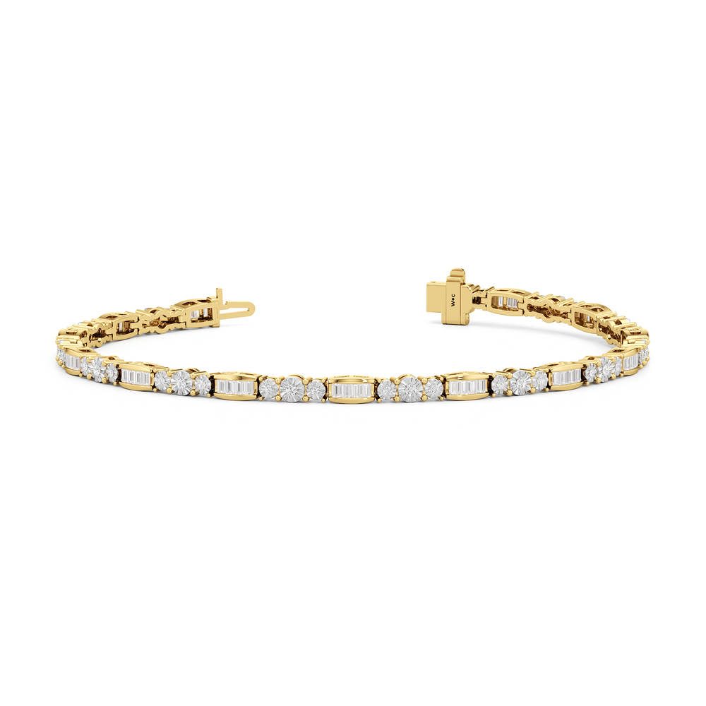 Classic Mixed Tennis Bracelet with 1 Cut Diamond in 14KT Yellow Gold view 2
