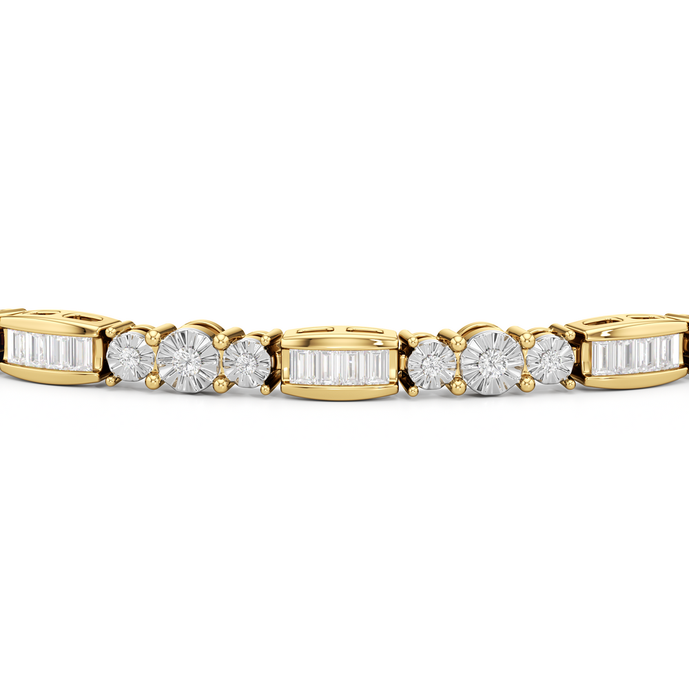 Classic Mixed Tennis Bracelet with 1 Cut Diamond in 14KT Yellow Gold view 6

