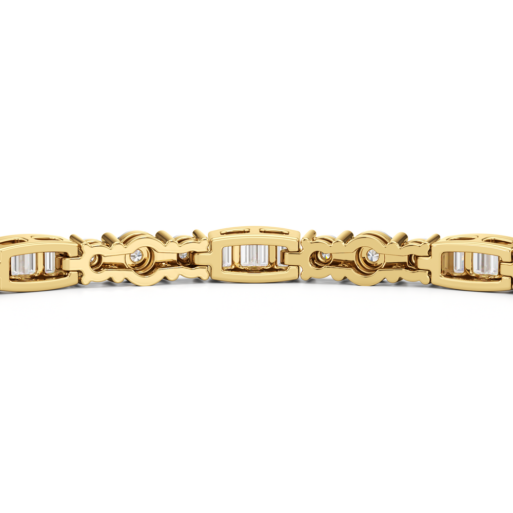 Classic Mixed Tennis Bracelet with 1 Cut Diamond in 14KT Yellow Gold view 7
