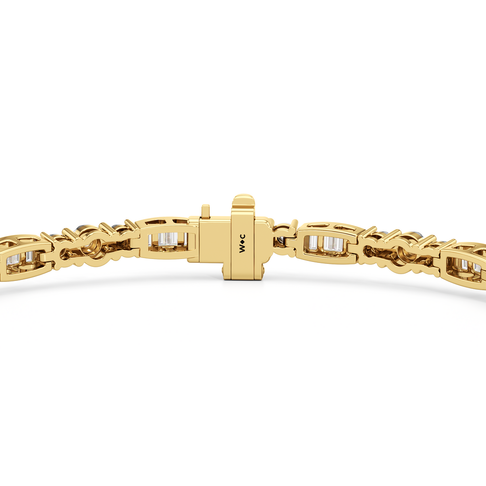 Classic Mixed Tennis Bracelet with 1 Cut Diamond in 14KT Yellow Gold view 8
