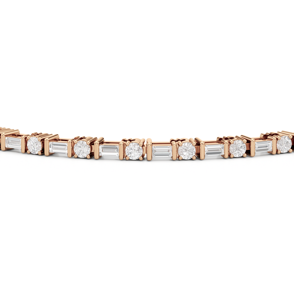 Geometric Tennis Bracelet with 2 Cut Diamond in 14KT Rose Gold view 6
