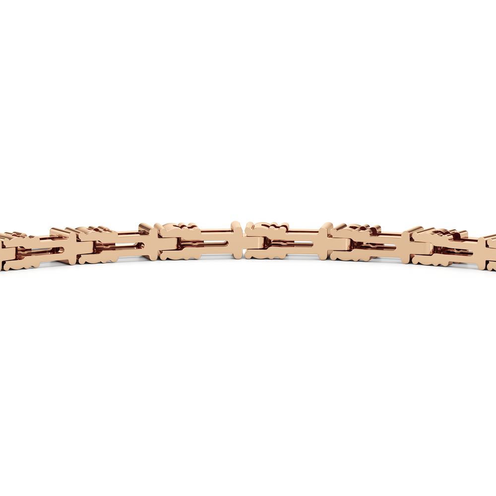 Geometric Tennis Bracelet with 2 Cut Diamond in 14KT Rose Gold view 7
