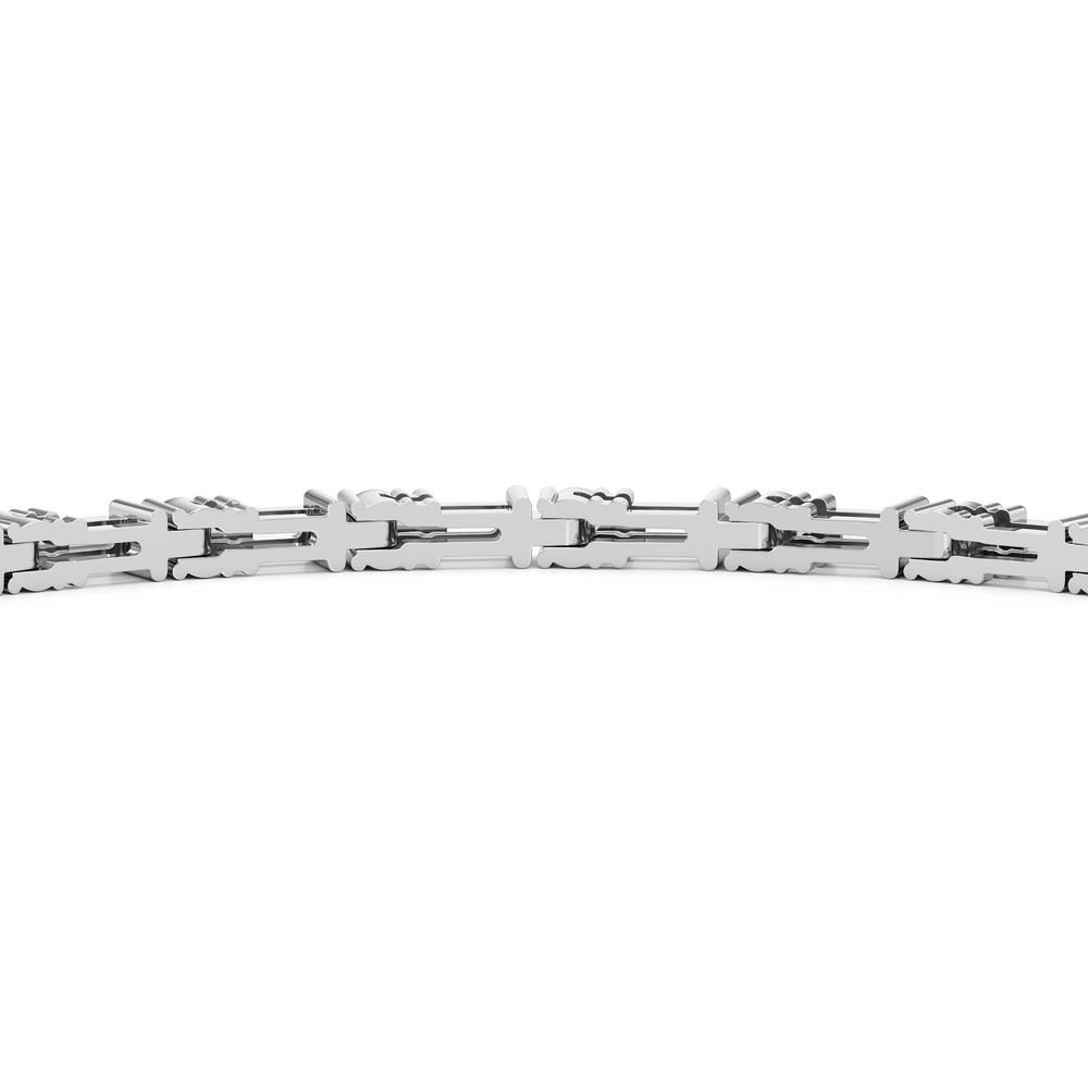 Geometric Tennis Bracelet with 2 Cut Diamond in 14KT White Gold view 7
