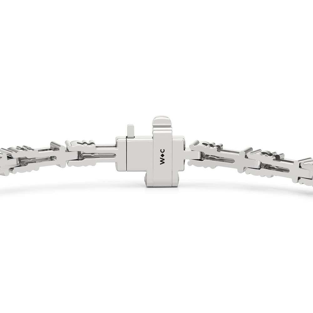 Geometric Tennis Bracelet with 2 Cut Diamond in 14KT White Gold view 8

