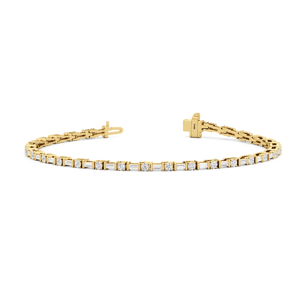 Geometric Tennis Bracelet with 2 Cut Diamond in 14KT Yellow Gold view 2
