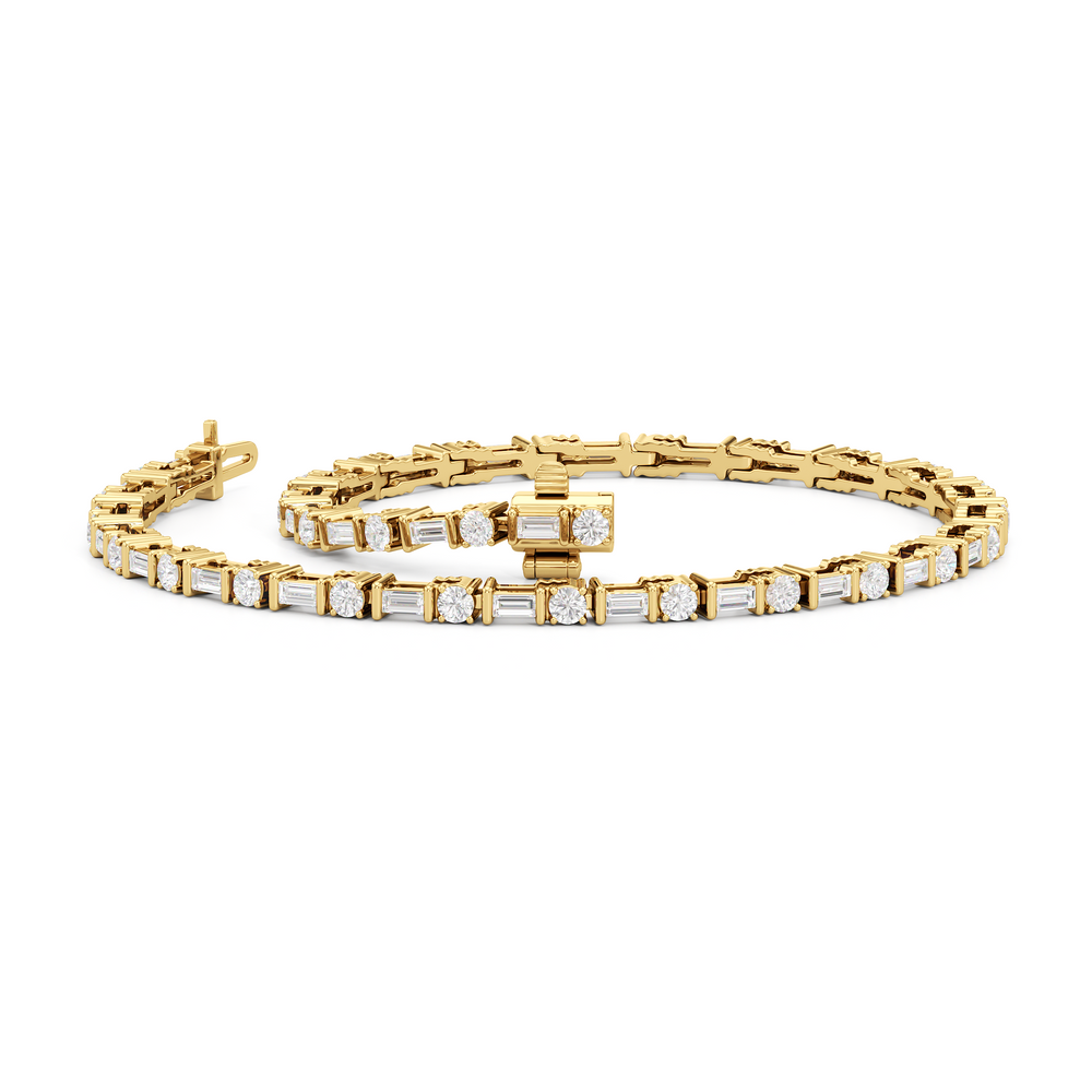 Geometric Tennis Bracelet with 2 Cut Diamond in 14KT Yellow Gold view 3
