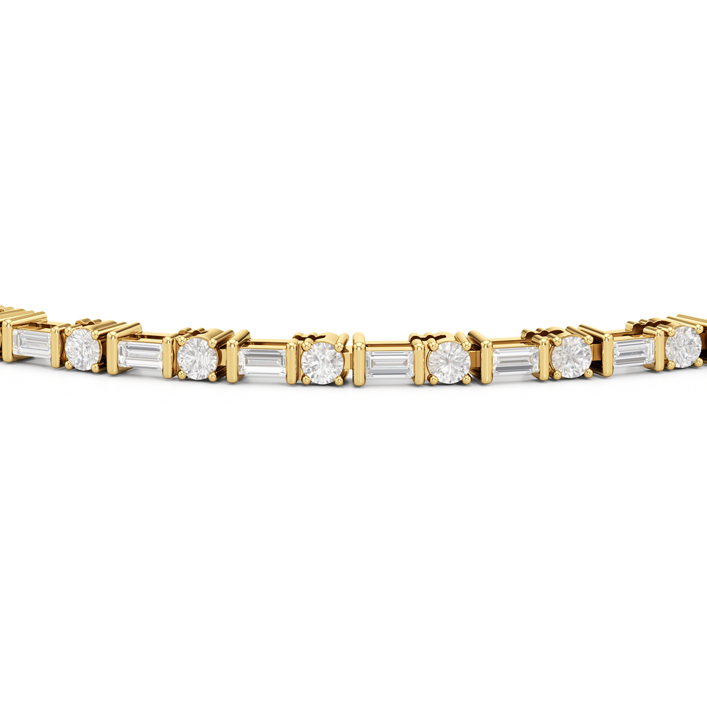 Geometric Tennis Bracelet with 2 Cut Diamond in 14KT Yellow Gold view 6
