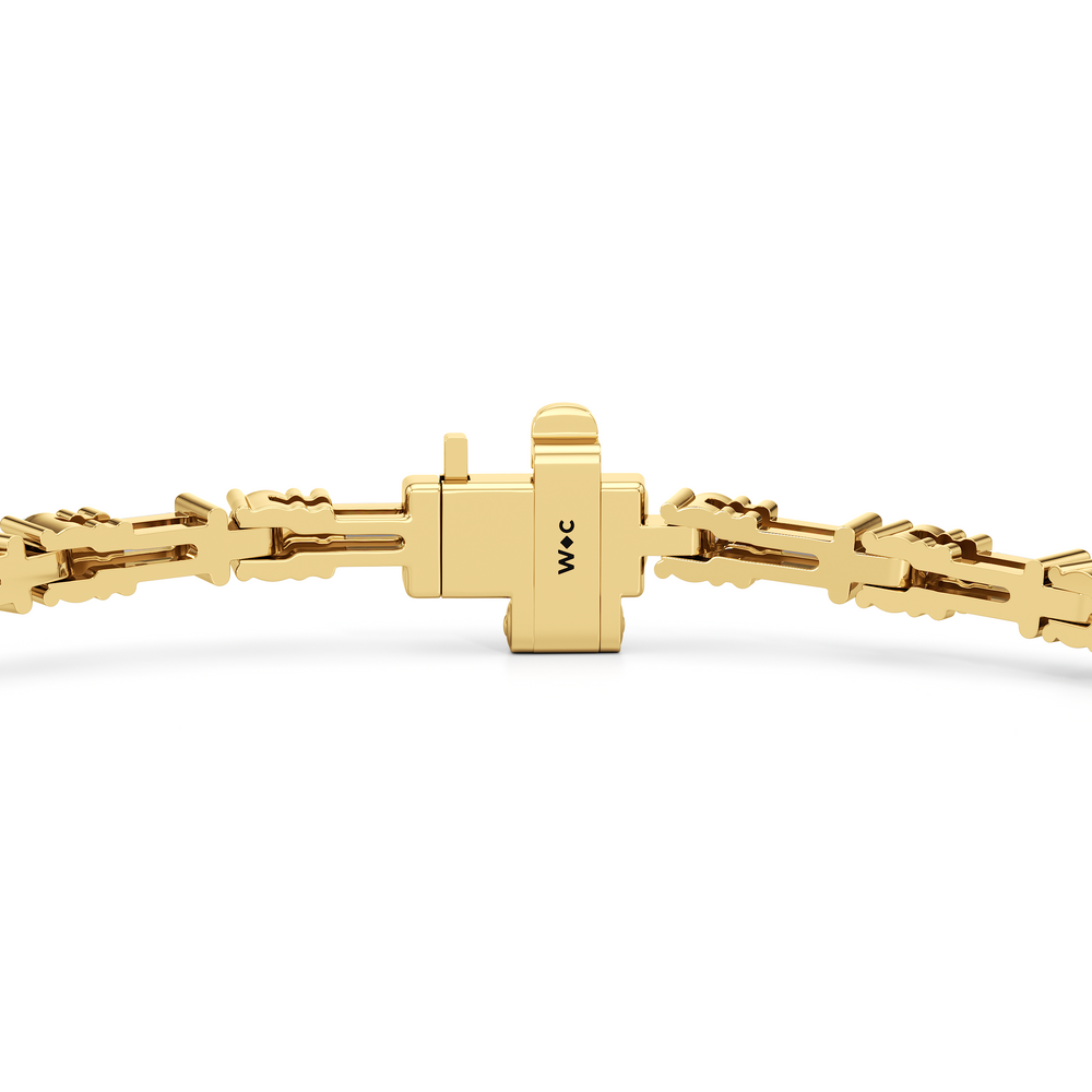 Geometric Tennis Bracelet with 2 Cut Diamond in 14KT Yellow Gold view 8
