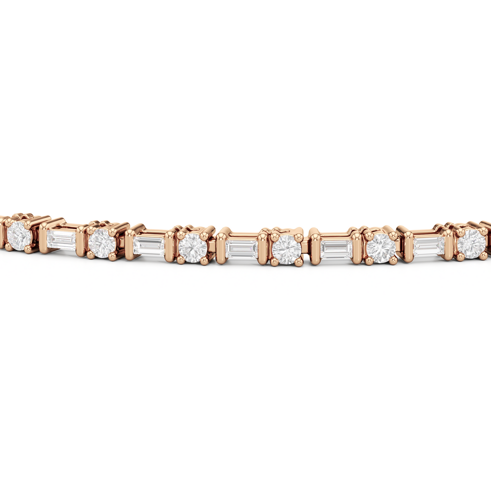 Geometric Tennis Bracelet with 1 Cut Diamond in 14KT Rose Gold view 6
