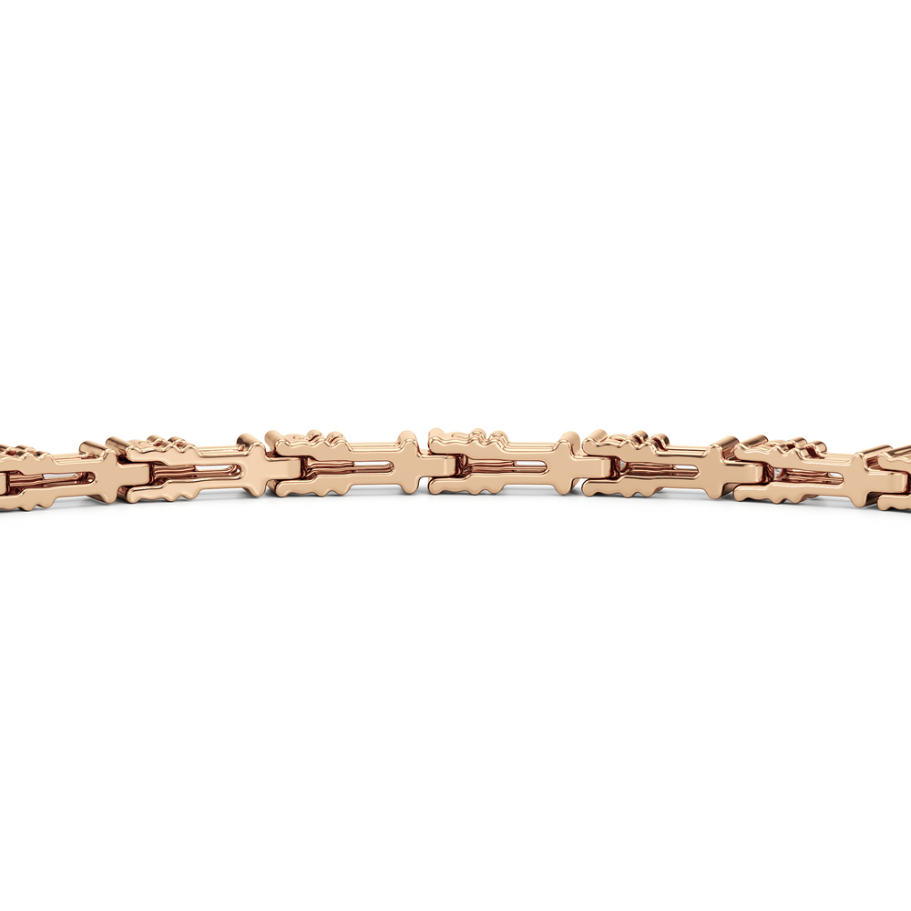Geometric Tennis Bracelet with 1 Cut Diamond in 14KT Rose Gold view 7
