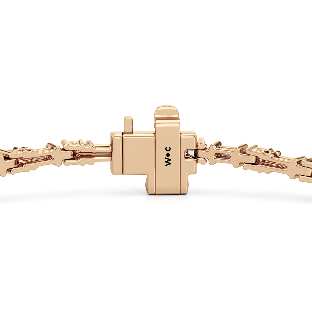 Geometric Tennis Bracelet with 1 Cut Diamond in 14KT Rose Gold view 8
