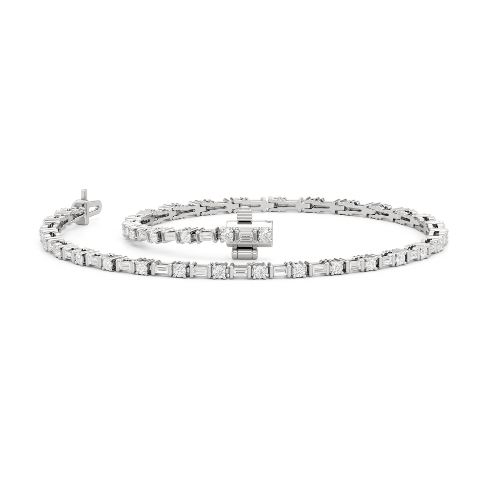 Geometric Tennis Bracelet with 1 Cut Diamond in 14KT White Gold view 3
