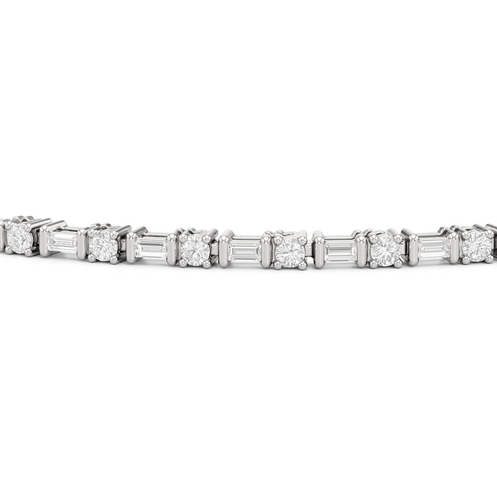 Geometric Tennis Bracelet with 1 Cut Diamond in 14KT White Gold view 6
