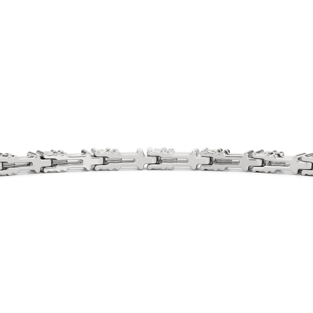 Geometric Tennis Bracelet with 1 Cut Diamond in 14KT White Gold view 7
