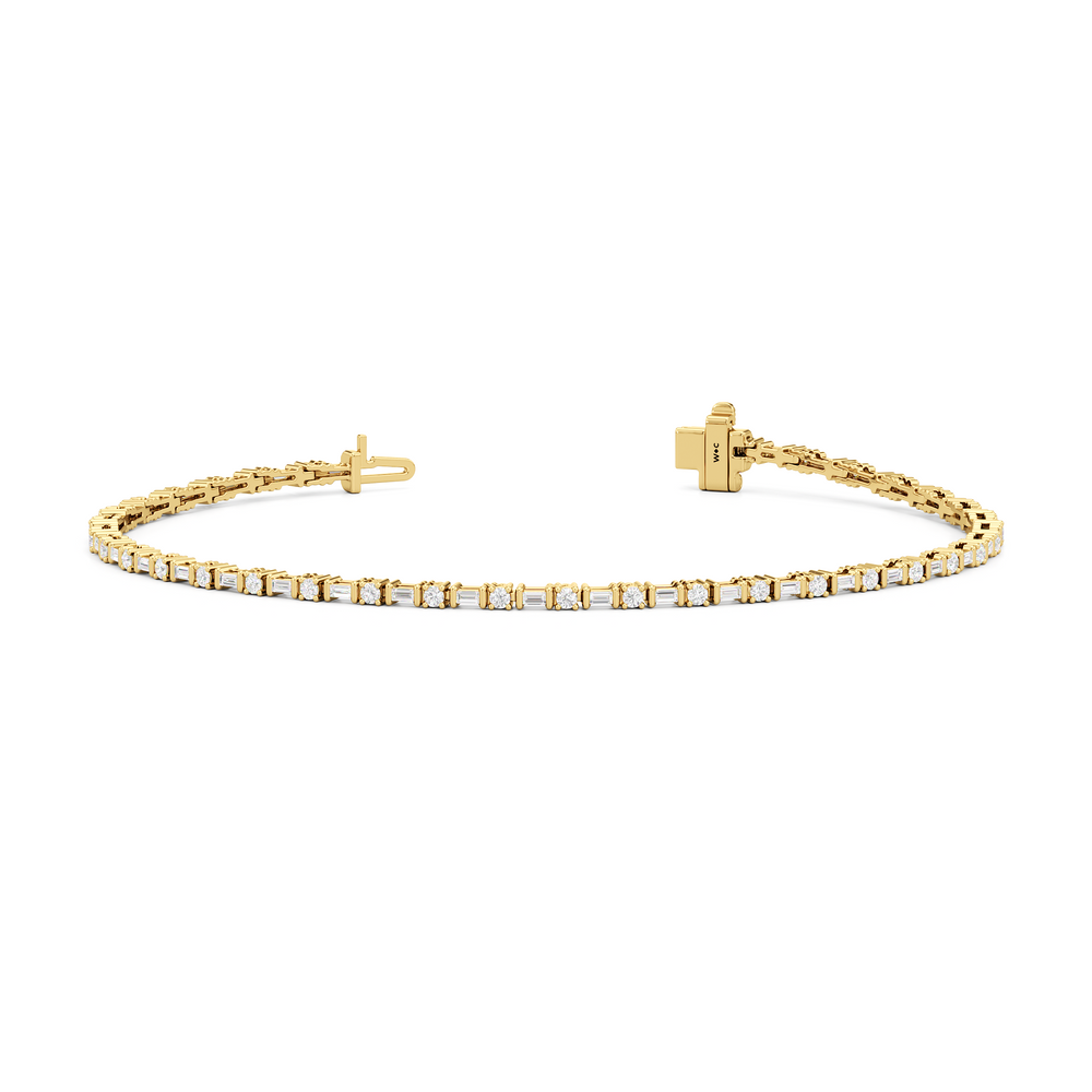 Geometric Tennis Bracelet with 1 Cut Diamond in 14KT Yellow Gold view 2
