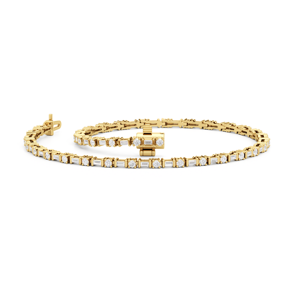 Geometric Tennis Bracelet with 1 Cut Diamond in 14KT Yellow Gold view 3
