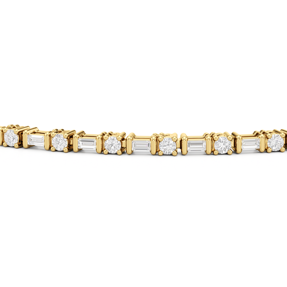 Geometric Tennis Bracelet with 1 Cut Diamond in 14KT Yellow Gold view 6
