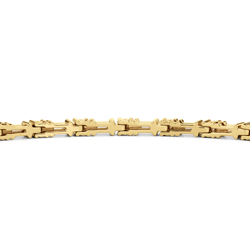 Geometric Tennis Bracelet with 1 Cut Diamond in 14KT Yellow Gold view 7
