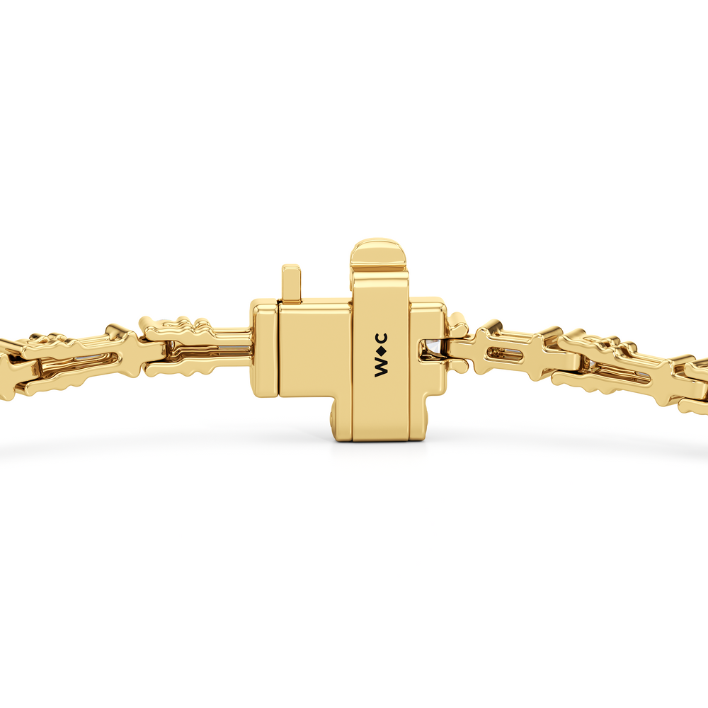 Geometric Tennis Bracelet with 1 Cut Diamond in 14KT Yellow Gold view 8
