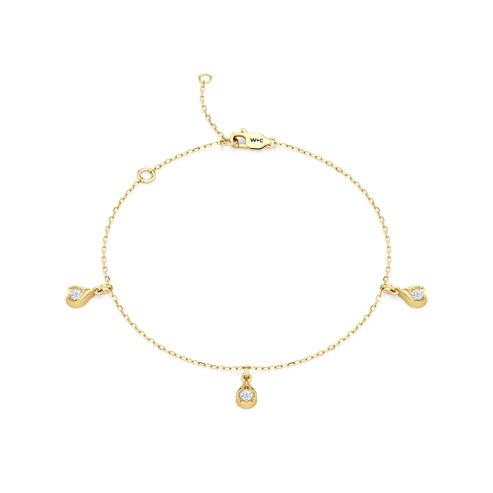 The Kaia Drop Bracelet with Lab Cut Diamond in 14KT Yellow Gold view 1
